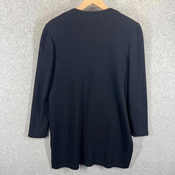 St. John Basics Santana Knit Navy V Neck Cardigan Sweater Gold‎ Buttons Jacket S - Picture 4 of 9